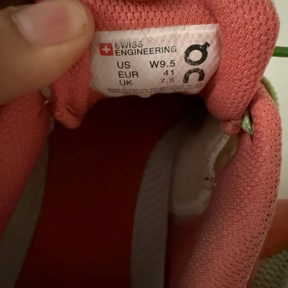 On cloudflyer Women's Sneakers in White, Gray, and Coral - Picture 6 of 7